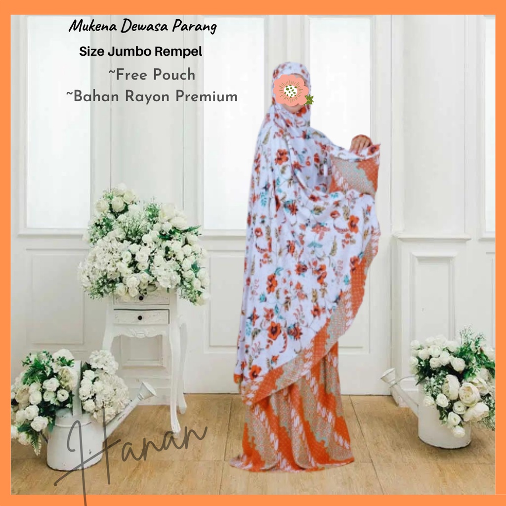 Mukena Dewasa Batik Parang Bunga Rayon Premium Adem