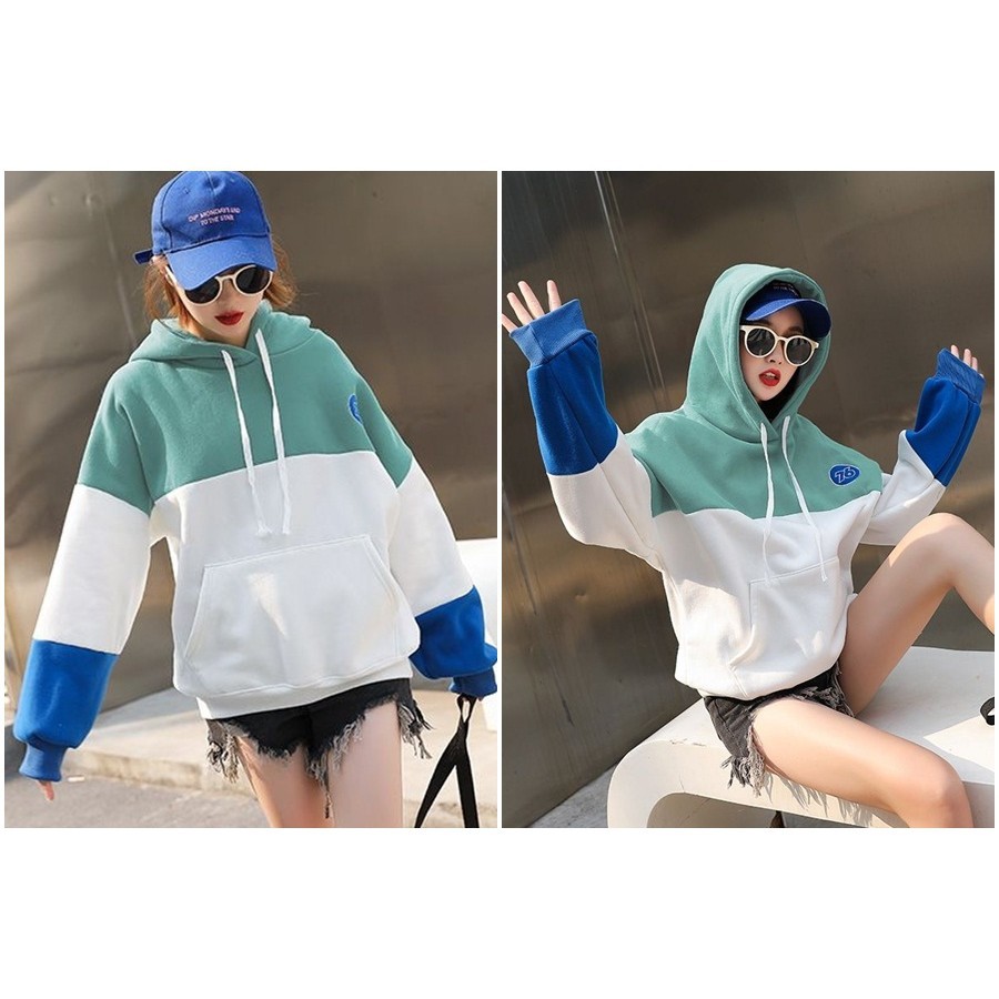 [baju wanita korea]  Sporty Sweater Hoodie Sweatshirt Wanita Korea Import
