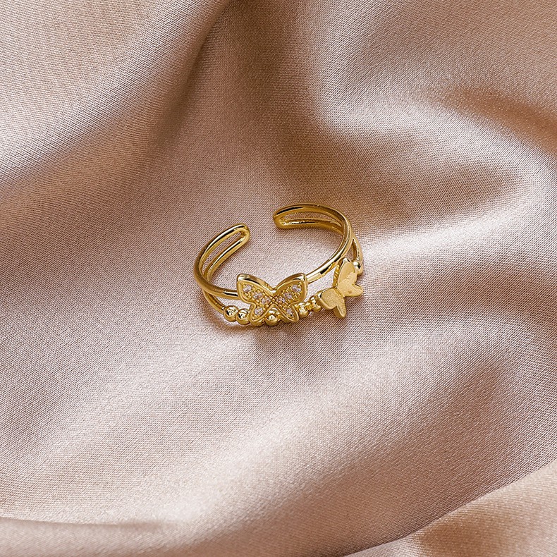 Cincin Korea Gold Plated Sangat cakep elegan CA010 Free Size Open Ring Butterfly Kupu kupu