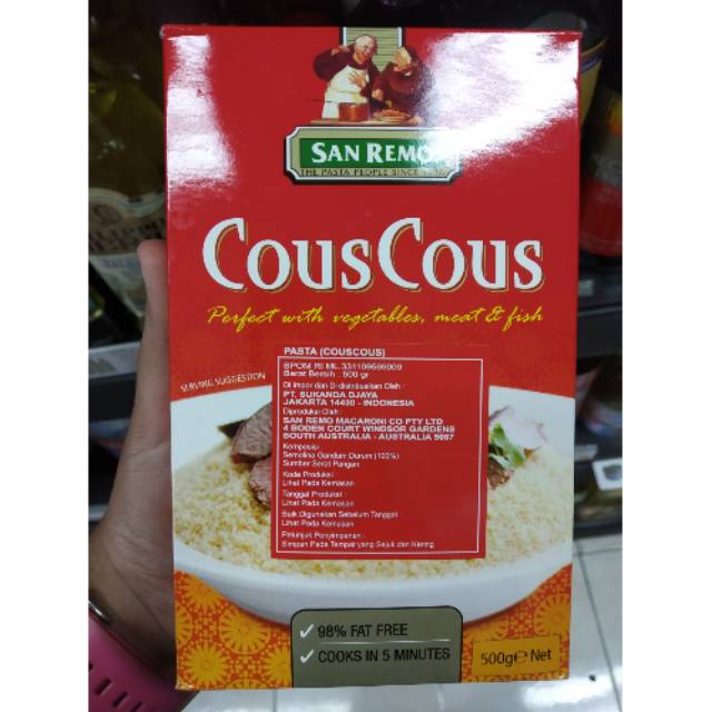 

Ready [San Remo] cous cous pasta, Vegetables n fish