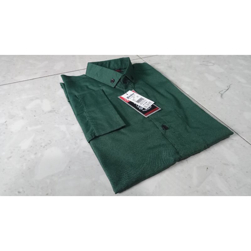 Kemeja Hijau Botol Pria Polos Lengan Panjang dan Lengan Pendek Casual Jumbo Murah Slimfit Ukuran M L XL XXL XXXL