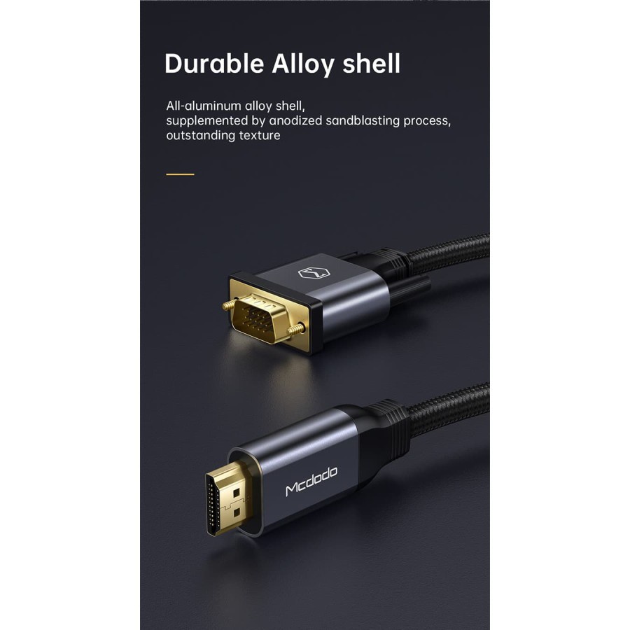 MCDODO 4K HD CABLE HDMI TO VGA 2M KABEL HDMI VGA 2 METER VGA TO HDMI