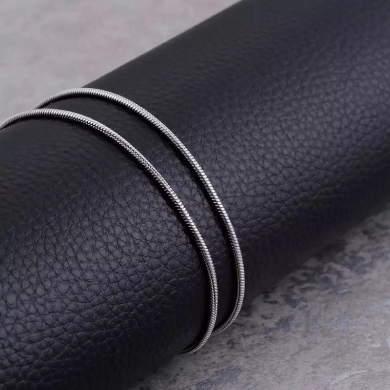 Kalung Titanium Pria/Wanita Belut Bulat Anti Karat