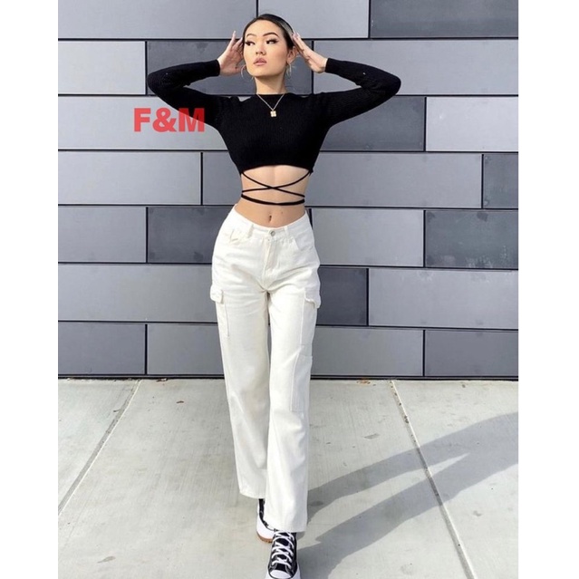 CROPTOP ATASAN BAJU CROP (FE-55) WANITA LENGAN PANJANG KOREA LEHER BULAT DENGAN TALI BISA ATUR SPANDEK PREMIUM KOREA BAJU CROP WANITA