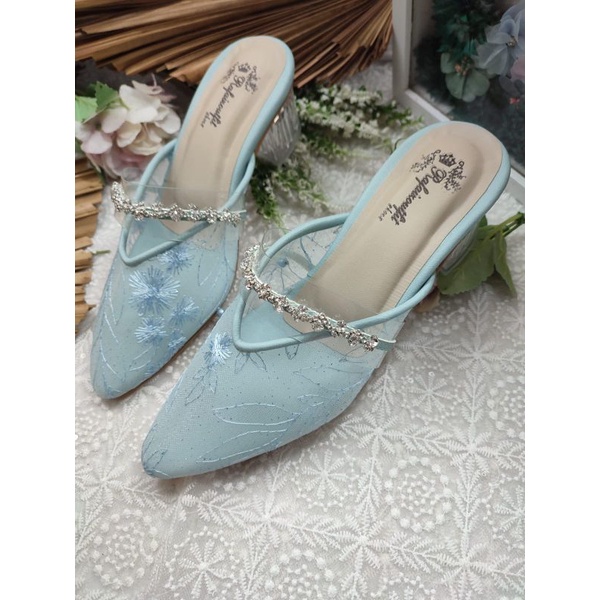 sepatu Azwa babyblue tinggi 5cm kaca