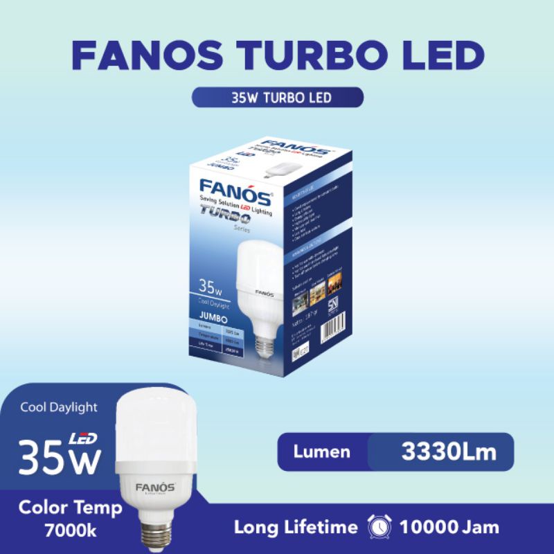 Lampu Led Fanos Turbo 35w 35 Watt Garansi 1 Tahun Cahaya Putih Super Terang