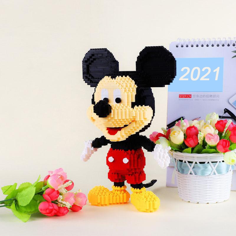 Mainan Balok Bangunan Mini Bahan Plastik Model Kartun Mickey Minnie Donald Duck Untuk Anak