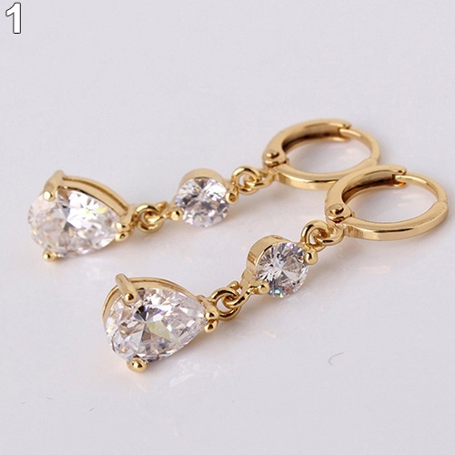 Hu Hu Hu Hu Hu Alat Bantu Pasang Kacamata♡ Anting Tusuk Gantung Bentuk Tetesan Air Hias Berlian Imitasi Untuk Wanita