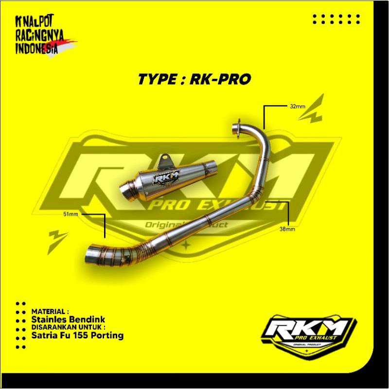 KNALPOT RKM PRO EXHAUST FU PORTING ATAU 200cc RK-PRO