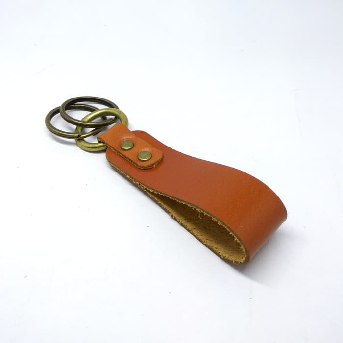 gantungan kunci ring kulit asli leather keychain coklat - PHKC287