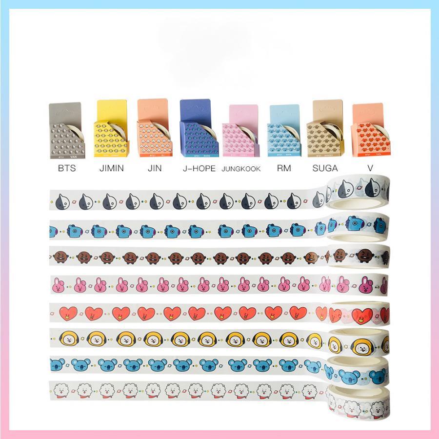 Stiker Kertasselotip Washi Gambar Kartun KPOP BTS Untuk Scrapbook DIY