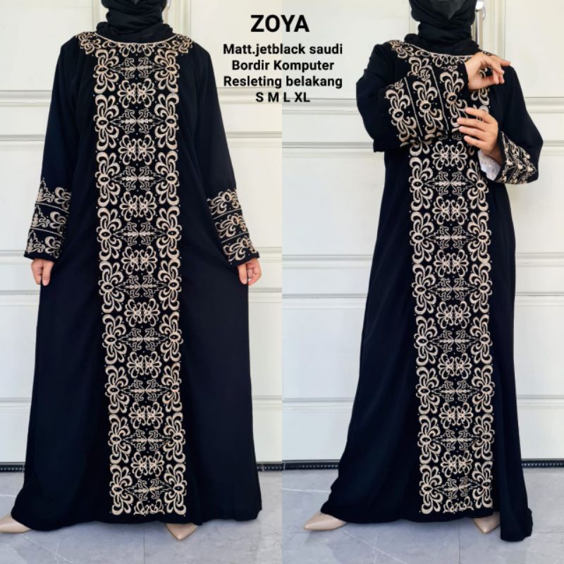 terbaru abaya gamis arab bordir zoya jetblack saudi ori