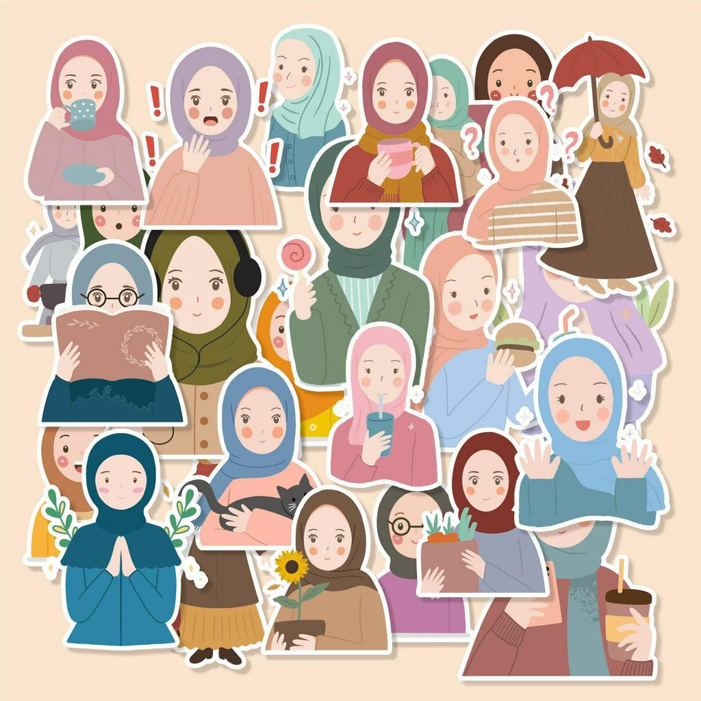

( 50 pcs ) Murah Random cetak stiker buku murah tema CUTE HIJAB|stiker satuan