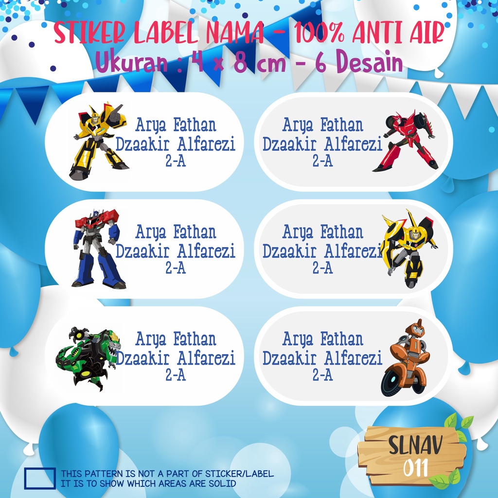 

sticker label nama anak kartun putri cute lucu princess super hero kupk-kupu SLNAV 011