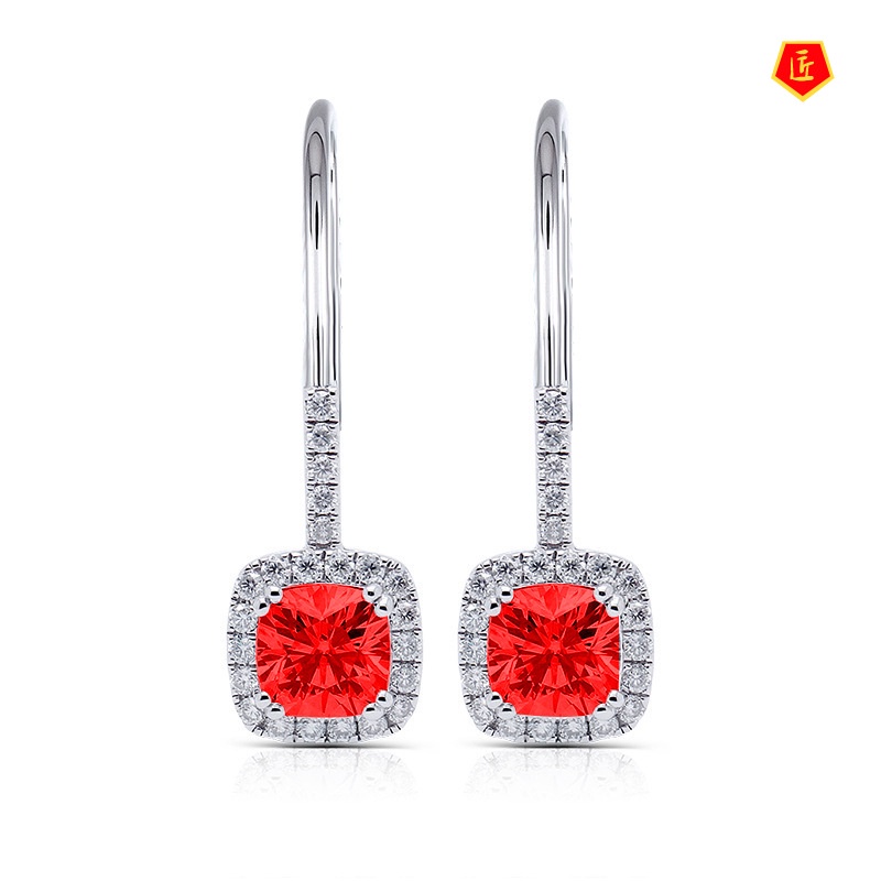 [Ready Stock]Four-Claw Moissanite Earrings Female Temperament Elegant