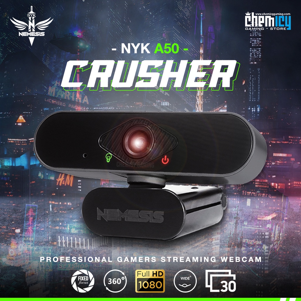 NYK A50 Crusher Full HD 1080p Streaming Gaming Webcam with Microphone