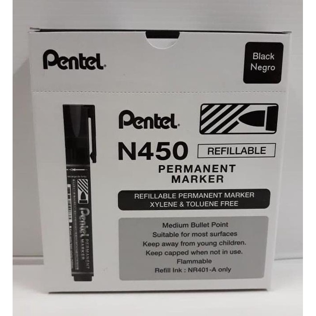 

Spidol Pentel Permanent Marker N450 - Hitam (Pack 12 Pcs)