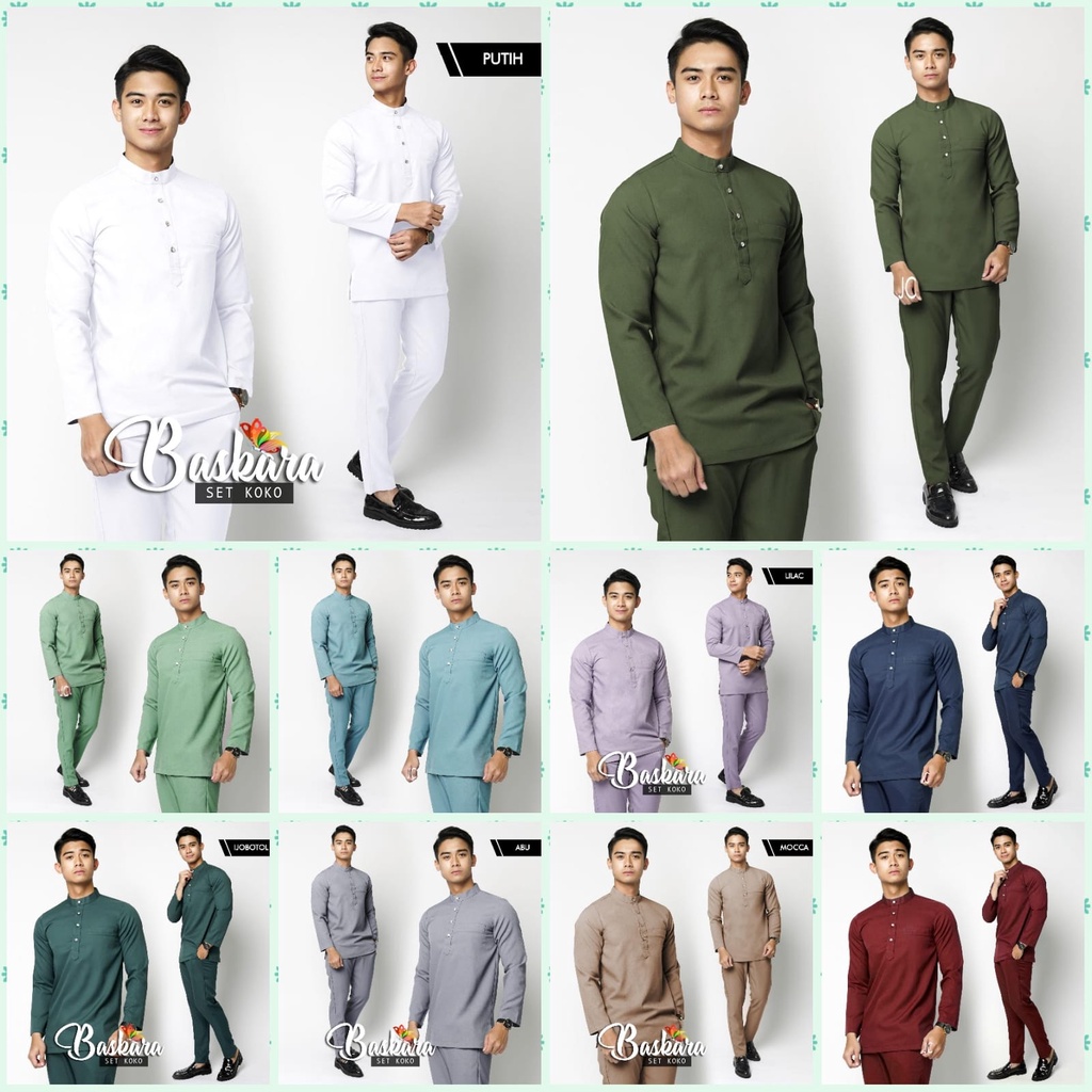 SET KOKO BASKARA FASHION MUSLIM PAKAIAN PRIA SETELAN KOKO DAN CELANA MOSCREPE JCHM