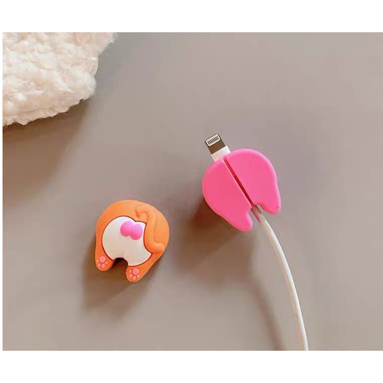 Pelindung Ujung Karakter Pantat Charger Lighting iPhone Cable Saver Protector Bite iPhone Kabel Cas