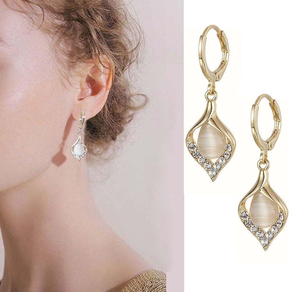 Top Drop Earrings Anting Wanita Perhiasan Mewah Berkilau Vintage Menjuntai