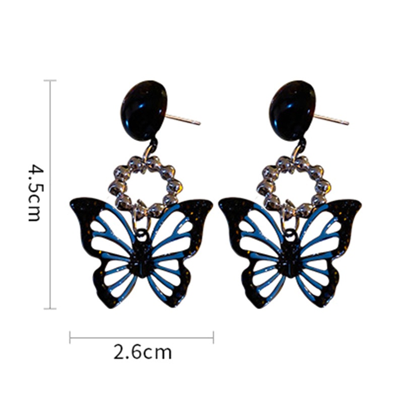 Korean Trendy 925 Silver Needle Dark Hollow Butterfly Earrings Fairy Advanced Earrings