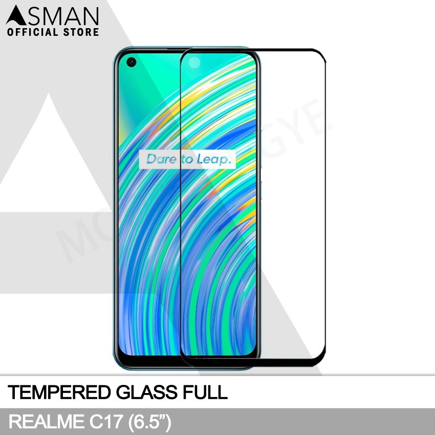 Tempered Glass Full Realme C17 (6.5&quot;) | Anti Gores Kaca - Hitam