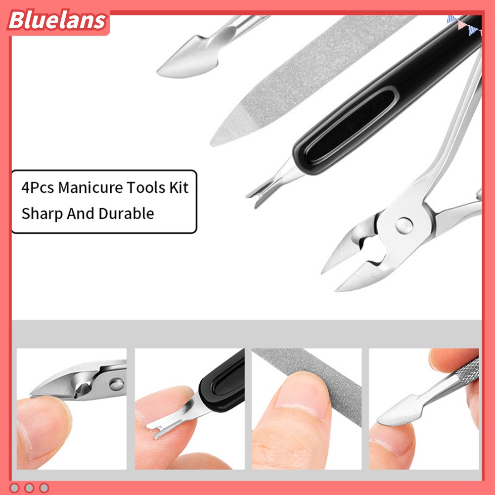 Bluelans 4Pcs / Set Gunting Kuku Kutikula / Kulit Mati Bahan Baja Untuk Manicure