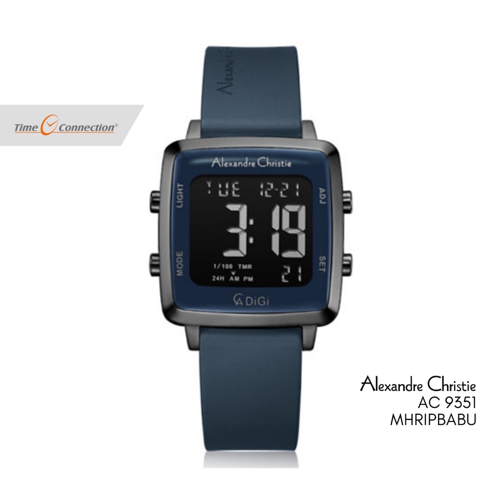 Alexandre Christie AC 9351 MHRIPBABU Biru Original / Jam Tangan Wanita Digital Karet / Blue Rubber S