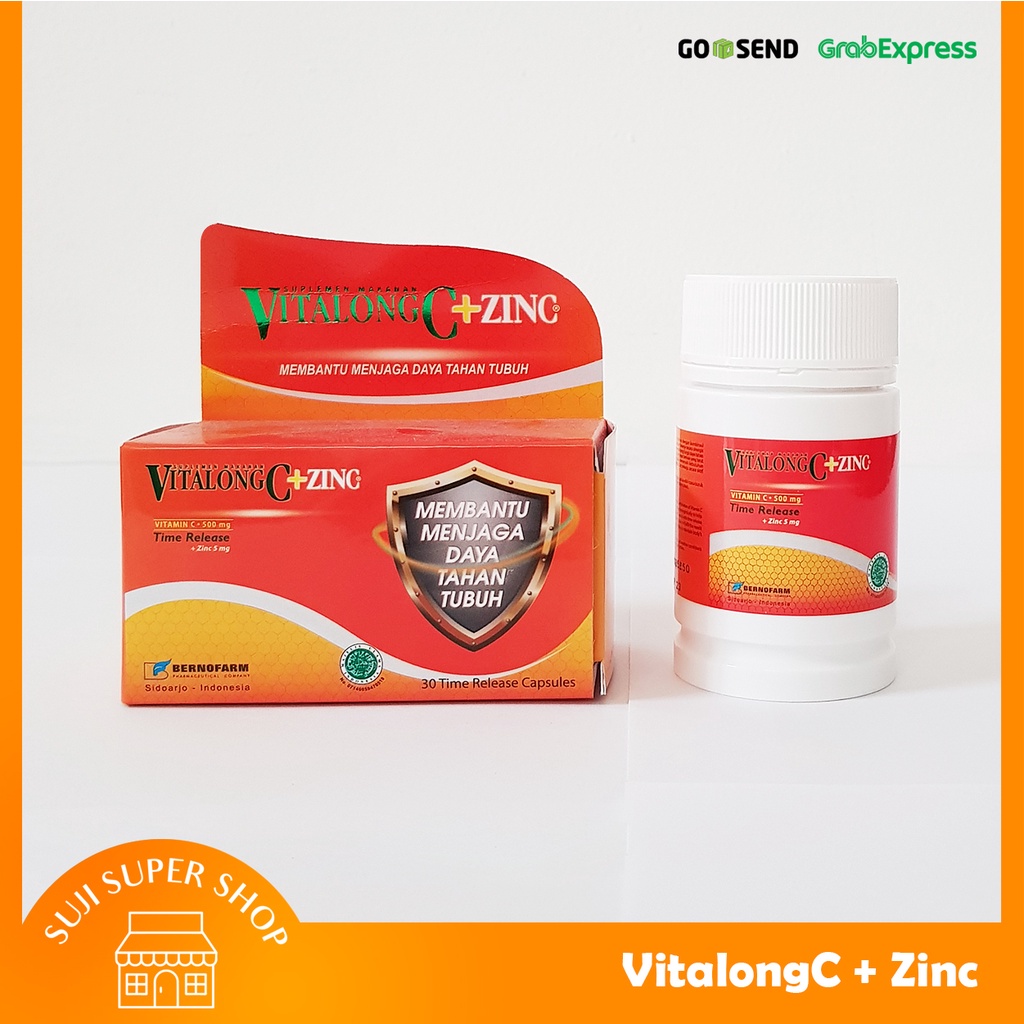 Vitalong C + Zinc | 30 kapsul Vitamin C 500 mg + Zinc 5 mg – Time Release