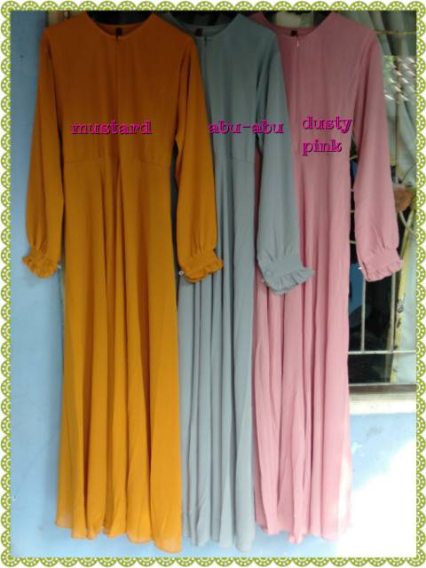 GAMIS CERUTY POLOS(HANYA GAMIS)(free Bros cantik setiap pembelian 2pcs gamis)