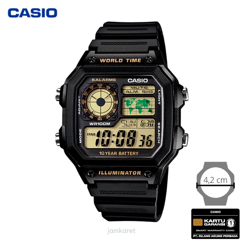 JAM TANGAN PRIA CASIO AE-1200WH-1B ORIGINAL - AE1200WH HITAM
