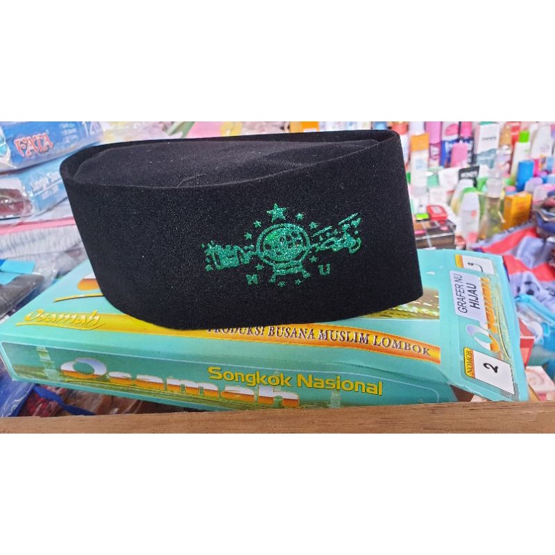 songkok hitam NU bludru halus tinggi 9cm Peci Osamah