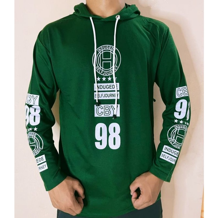 kaos lengan panjang bertopi hoodie kupluk lengan panjang