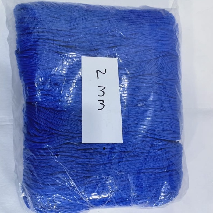

Tali Kur Biru Benhur 2mm per bungkus besar. 9 ons 900 gram tali accesories premium