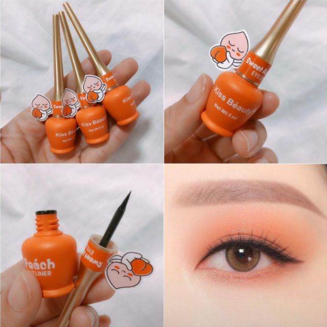 EYELINER Peach kissbeauty Eyeliner Hitam Cair Waterproof Thailand