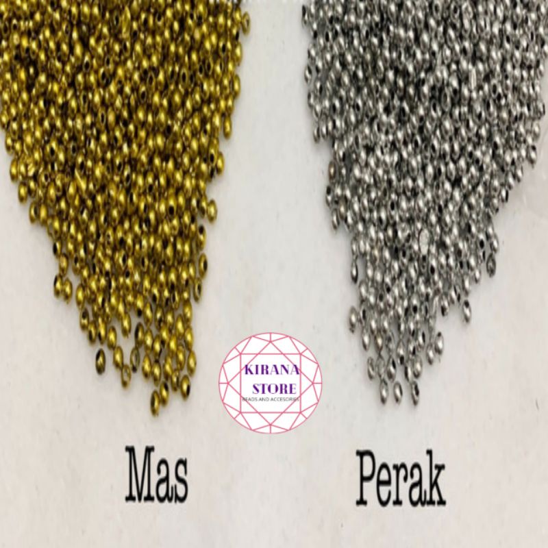 mutiara manik-manik 3mm gold dan silver / manik mutiara metalik gold silver 3mm 100gram