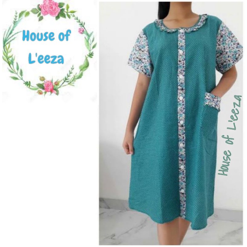 Daster katun Bumil &amp; busui L'eeza collection/ menyusui (full kancing)