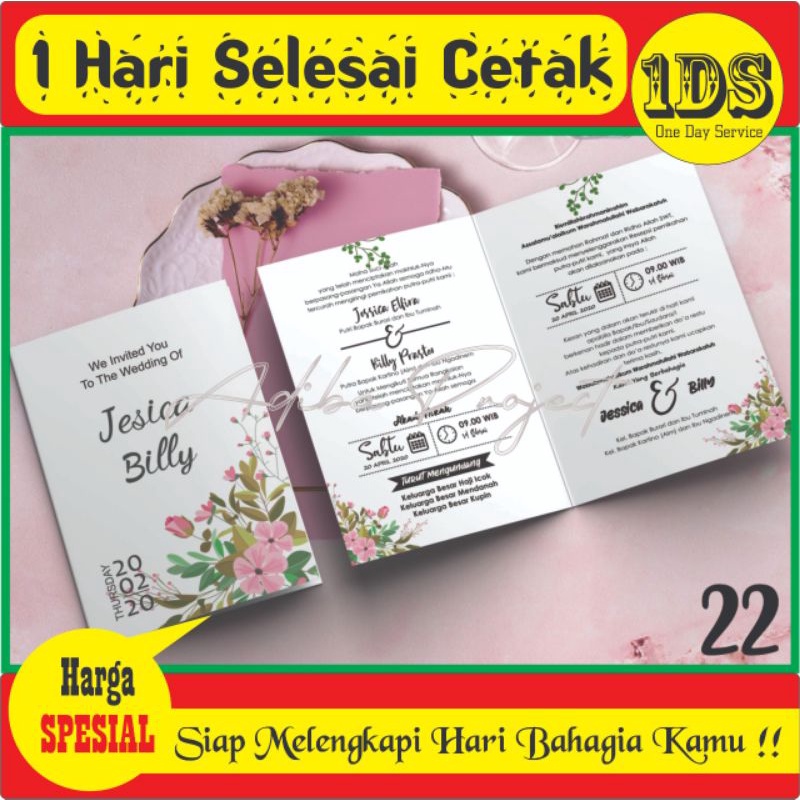 Premium Undangan Dadakan Cetak cepat undangan Custom Berkualitas Pernikahan Kawinan Lamaran Wisuda A