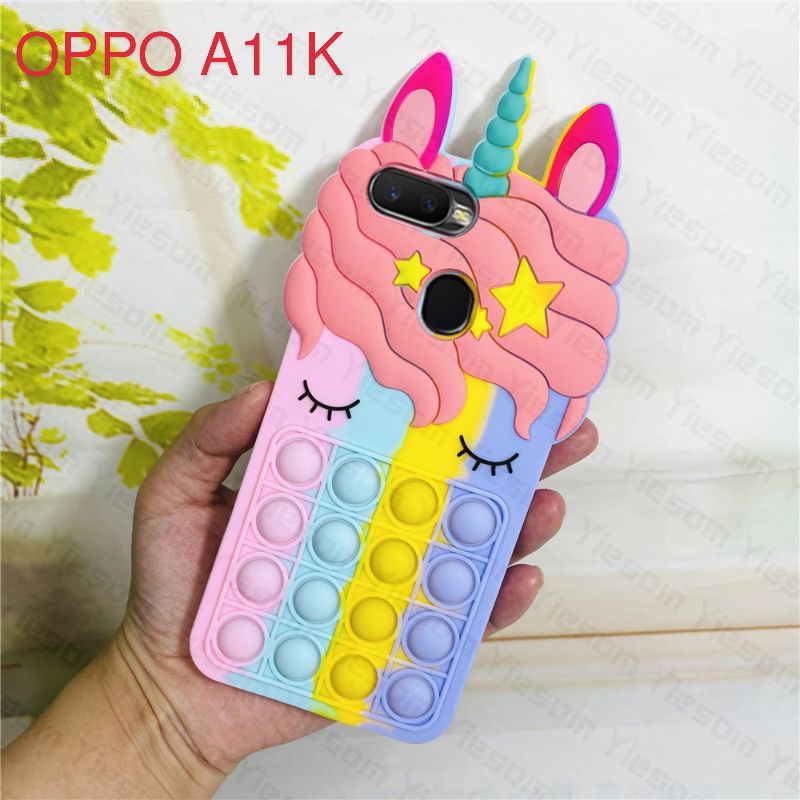 Casing POP IT OPPO A11K SoftCase POP IT 3D Motif Unicorn Kuda Poni