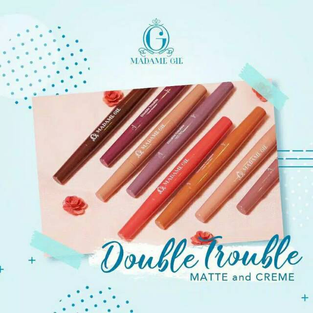 ☃Cutezz_Ching1☃Madame Gie Double Trouble Matte/Creme Lipstick+Liner 2 In 1