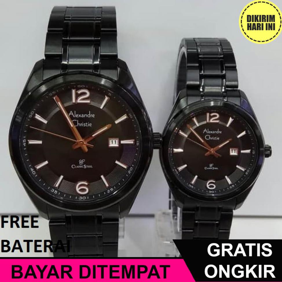 (BAYAR DITEMPAT) OE4256 ALEXANDRE CHRISTIE AC8583 AC 8583 COUPLE FULL BLACK HARGA SATUAN ORIGINAL