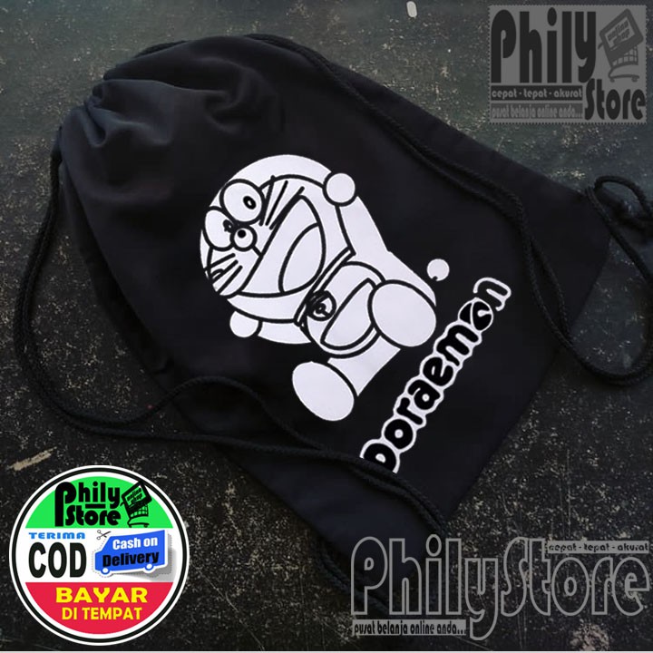 NEW STRINGBAG / TAS SERUT Doraemon / Drawstring / Tas Tali / Tas Stringbag Gym Olahraga Bisa COD