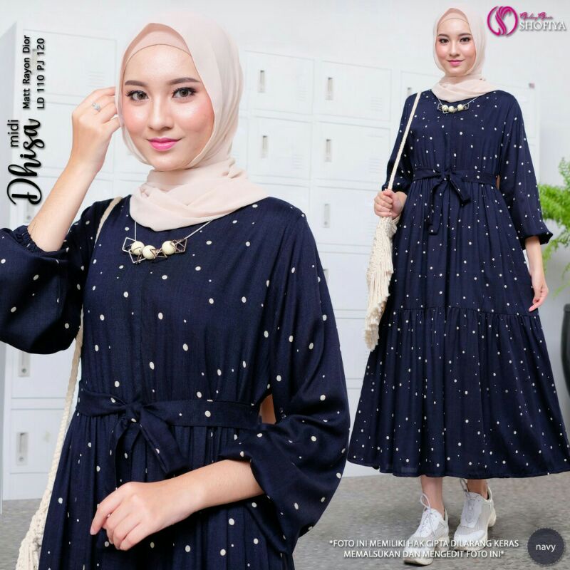 REBECA, DHISA Midi Dress Wanita muslim Ory by Shofiya