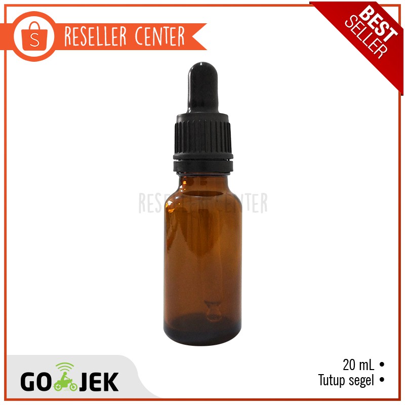 Jual [BOTOL PIPET 20ML AMBER] Botol Pipet Kaca Amber Tutup Segel Hitam ...