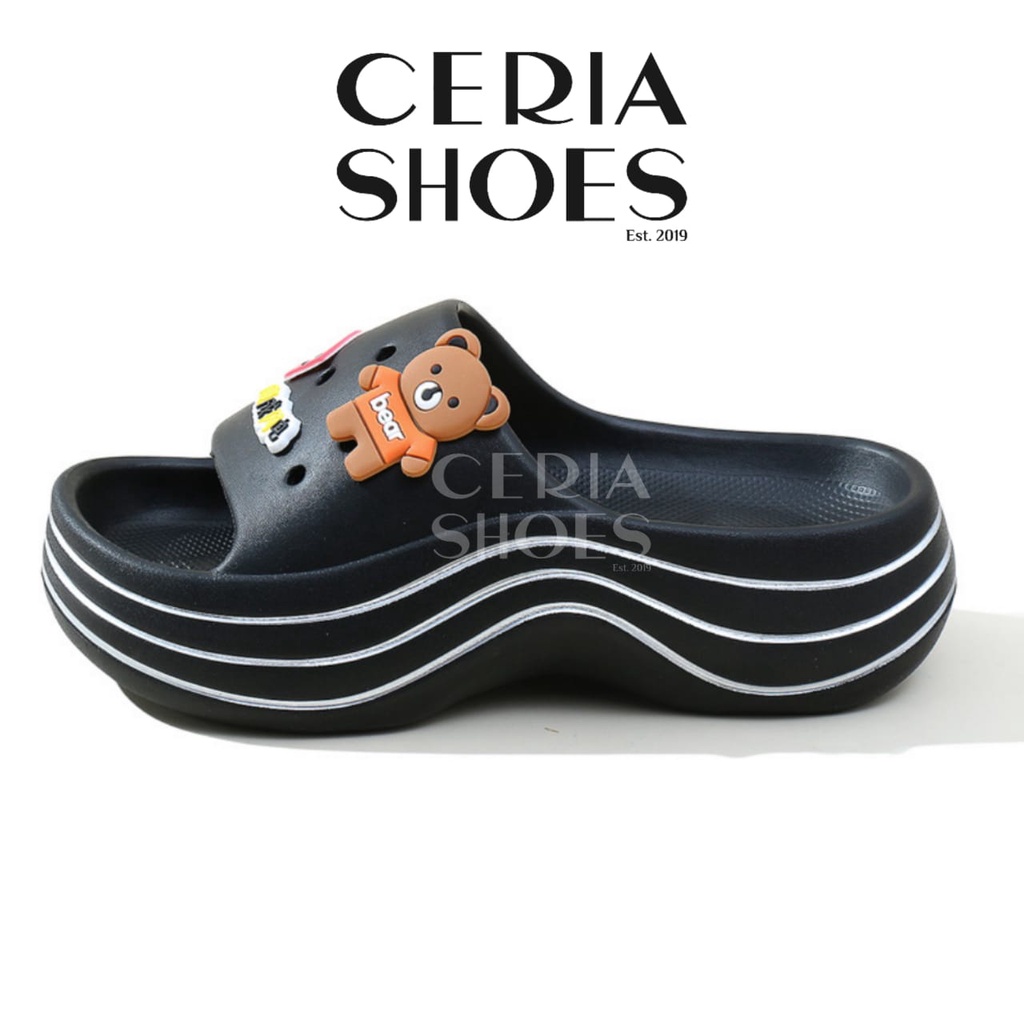 EVA Sandal Wanita Karet Spons Super Empuk Ringan Non-Slip Tebal 5 Cm Free Jibbitz Sendal Crocs Baim FUJI 85