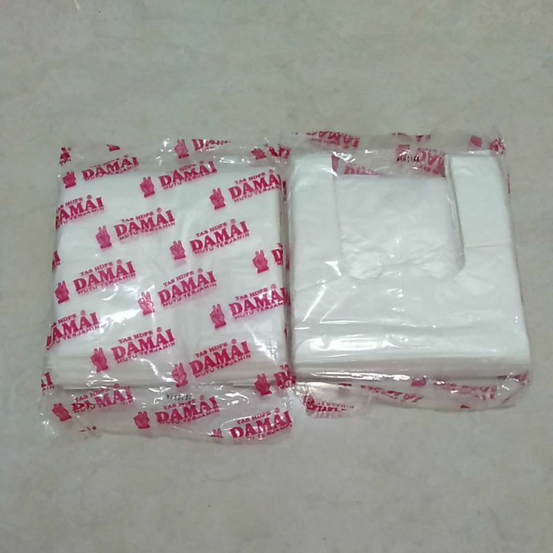 Kantong plastik kresek kecil putih susu damai ukuran 15 cm