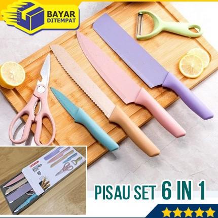 hanya disini] Pisau Set Dapur Tebal 6 in 1 Evcriverh Corrugated Kitchen Knife