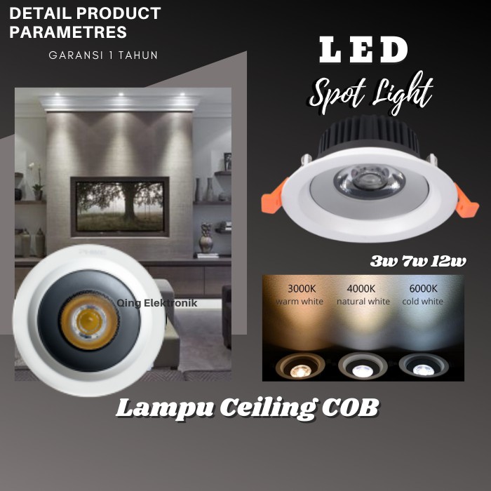 Lampu Sorot Cob Spotlight Ceiling Plafon Spot Light Led 3w 7w 12w Best Quality Ee Indonesia - Ceiling Spot Light Trim