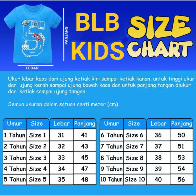 BLB KIDS Baju Atasan Anak Cowok Motif Hiu Biru Navy Dongker 1-10 Tahun