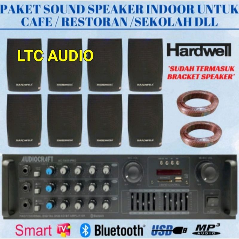 PAKET SOUND SYSTEM INDOOR CAFE , KLINIK , RESTO SPEAKER HARDWELL 8 UNIT / PAKET SOUND CAFE ( SUPER 4